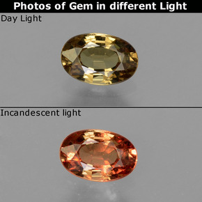 Granada de mudança de cor multicolorido natural 0,56ct, corte oval, VS
