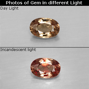 Granada de mudança de cor multicolorido natural 0,65ct, corte oval, VVS