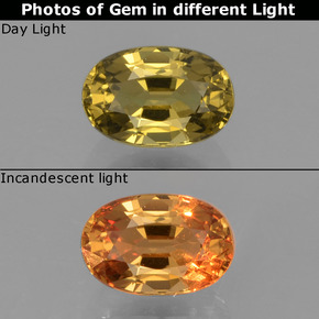 Granada de mudança de cor multicolorido natural 0,72ct, corte oval, VVS