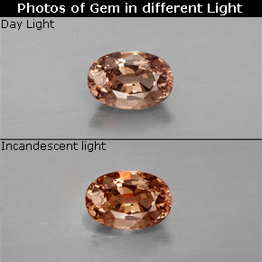 Granada de mudança de cor mudança de cor natural 0,77ct, corte oval, VVS-VS