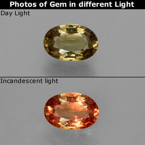 Granada de mudança de cor multicolorido natural 0,64ct, corte oval, VVS-VS