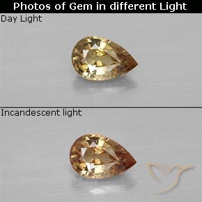 0.56ct Natural Marrom dourado Granada que muda de cor, Formato de pêra, VVS-VS