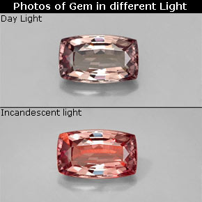 Granada que muda de cor Rosa acastanhado a vermelho Natural 0.86ct, Almofada cortada, VVS-VS