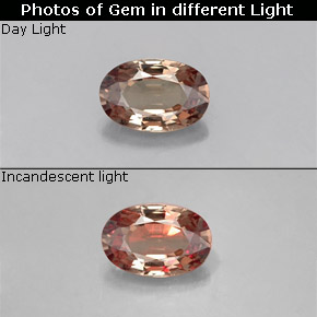 Granada que muda de cor Castanho médio Natural 0.58ct, Corte Oval, VS