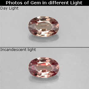 Granada de mudança de cor mudança de cor natural 0,61ct, corte oval, VVS-VS