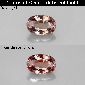 Granada que muda de cor Rosa acastanhado a vermelho Natural 0.71ct, Corte Oval, VVS-VS
