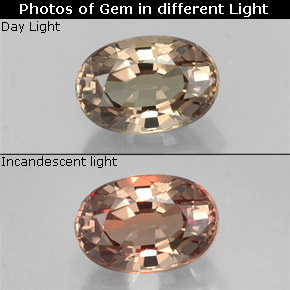 Granada de mudança de cor mudança de cor natural 0,79ct, corte oval, VVS