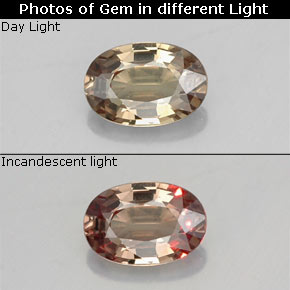 Granada de mudança de cor multicolorido natural 0,53ct, corte oval, VVS