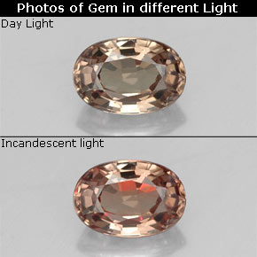 Granada de mudança de cor multicolorido natural 0,70ct, corte oval, VVS