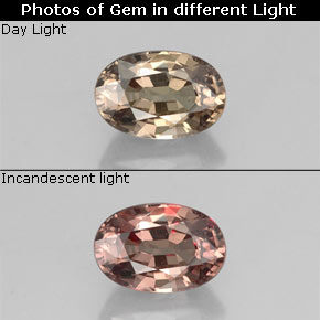 Granada de mudança de cor mudança de cor natural 0,74ct, corte oval, VVS