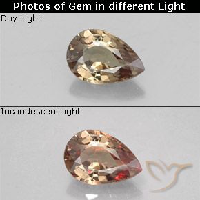 0.55ct Natural Marrom claro Granada que muda de cor, Formato de pêra, VVS