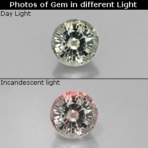 Granada de mudança de cor multicolorido natural 0,59ct, corte redondo, VVS-VS