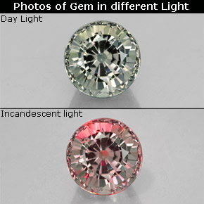 Granada de mudança de cor multicolorido natural 0,97ct, corte redondo, VVS-VS