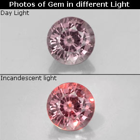 Granada de mudança de cor multicolorido natural 0,71ct, corte redondo, VVS-VS
