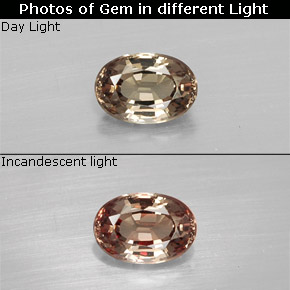 Granada que muda de cor Marrom claro Natural 0.62ct, Corte Oval, VVS-VS