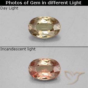 0.58ct Natural Marrom dourado Granada que muda de cor, oval, VVS-VS