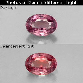 Granada de mudança de cor multicolorido natural 0,61ct, corte oval, VS