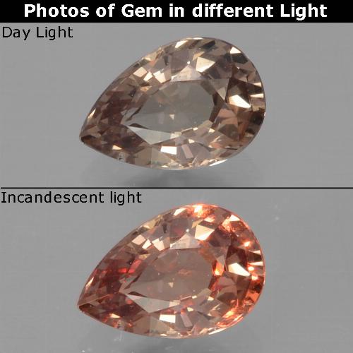 Granada de mudança de cor amarelo natural 0,48ct, formato de pêra, VVS-VS