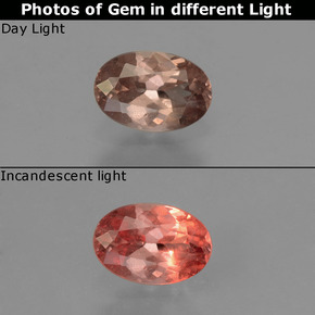 Granada de mudança de cor mudança de cor natural 0,55ct, corte oval, VS-SI