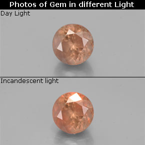 Granada de mudança de cor multicolorido natural 0,58ct, corte redondo, VS-SI
