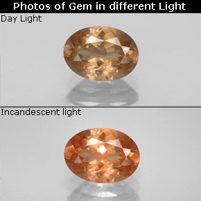 Granada de mudança de cor marrom natural 1,07ct, corte oval, VS-SI