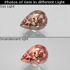 Granada de mudança de cor multicolorido natural 1,10ct, formato de pêra, VS