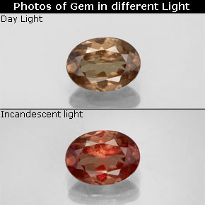 Granada de mudança de cor mudança de cor natural 1,00ct, corte oval, VS-SI