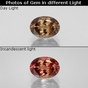 Granada de mudança de cor multicolorido natural 1,18ct, corte oval, VVS-VS