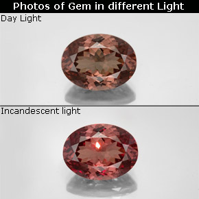 Granada de mudança de cor mudança de cor natural 5,58ct, corte oval, VS