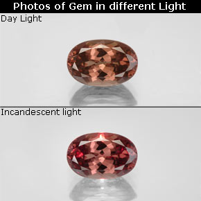 Granada de mudança de cor multicolorido natural 3,78ct, corte oval, VS
