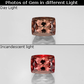 Granada que muda de cor Rosa acastanhado a vermelho Natural 3.65ct, Almofada cortada, VVS-VS