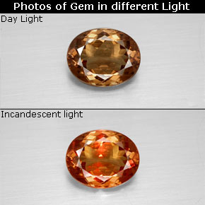 Granada que muda de cor Marrom Dourado a Laranja Natural 2.65ct, Corte Oval, VS-SI
