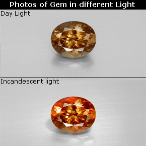 Granada de mudança de cor multicolorido natural 1,63ct, corte oval, VS-SI