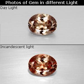 Granada de mudança de cor marrom natural 1,57ct, corte oval, VS