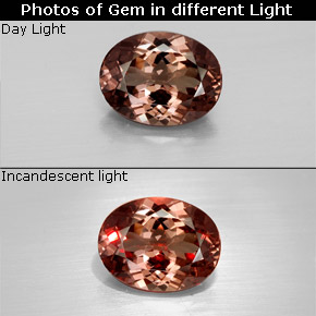 Granada que muda de cor Rosa acastanhado a vermelho Natural 3.54ct, Corte Oval, VS