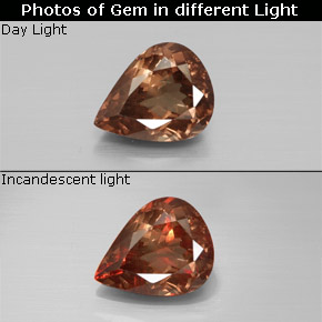Granada de mudança de cor multicolorido natural 2,35ct, formato de pêra, VS-SI