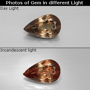 Granada de mudança de cor multicolorido natural 1,79ct, formato de pêra, VS-SI