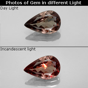 Granada de mudança de cor multicolorido natural 1,27ct, formato de pêra, VS