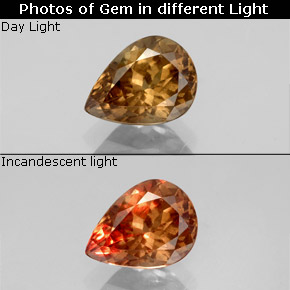 Granada de mudança de cor multicolorido natural 1,61ct, formato de pêra, VS-SI