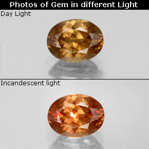 Granada que muda de cor Marrom Dourado a Laranja Natural 1.62ct, Corte Oval, VS-SI