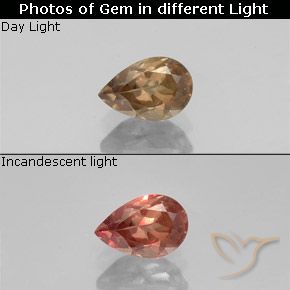 0.64ct Natural Marrom claro Granada que muda de cor, Formato de pêra, VS