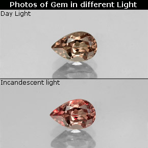 Granada de mudança de cor mudança de cor natural 0,60ct, formato de pêra, VVS-VS