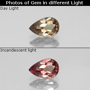 Granada de mudança de cor mudança de cor natural 0,73ct, formato de pêra, VS