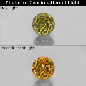 Granada de mudança de cor mudança de cor natural 0,69ct, corte redondo, VVS-VS
