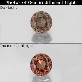 Granada de mudança de cor multicolorido natural 0,75ct, corte redondo, VS