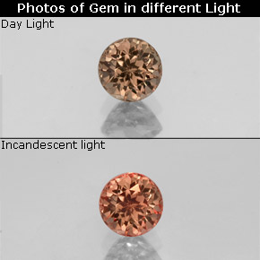Granada de mudança de cor multicolorido natural 0,61ct, corte redondo, VVS-VS