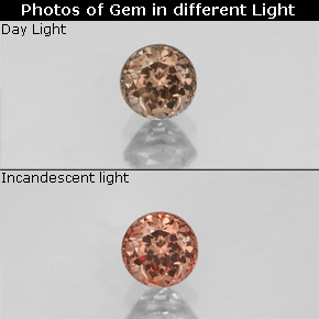 Granada de mudança de cor multicolorido natural 0,53ct, corte redondo, VS