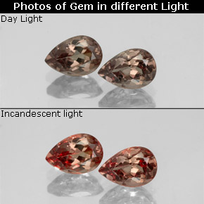 Pedras preciosas de granada de mudança de cor multicolorido natural de 1,18 ct, formato de pêra, VVS-VS