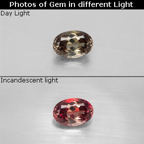 Granada de mudança de cor multicolorido natural 0,60ct, corte oval, VS