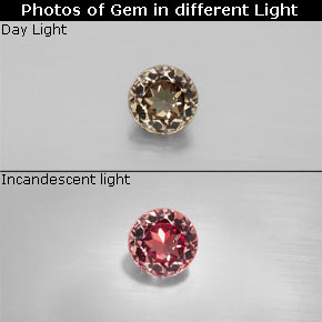 Granada de mudança de cor multicolorido natural 0,50ct, corte redondo, VS